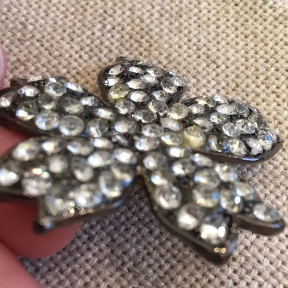 Set of 3 Rhinestone Pins Floral & Round Circle